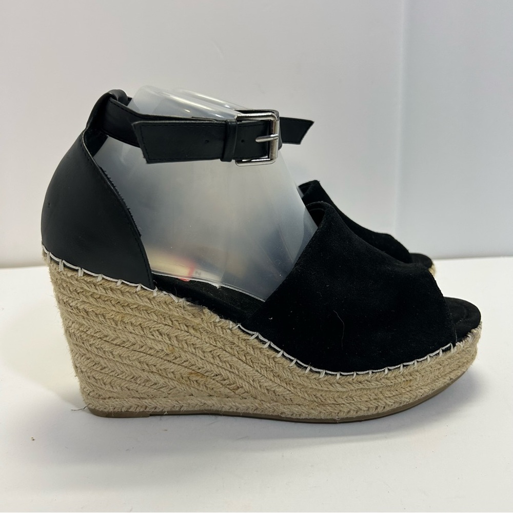 Steve Madden Jaylen Wedge Sandals size 9.6 black leather